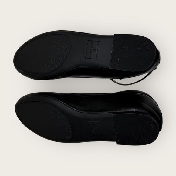Sun + Stone | Luellaa Buckle Ankle Strap Ballet Flats | Black | Size 8 - Picture 9 of 13
